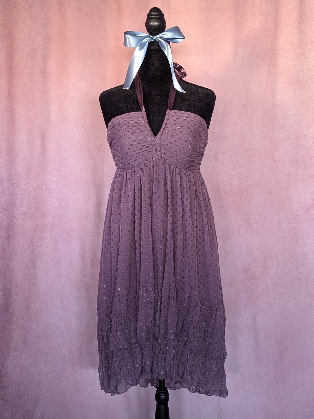 H&M Purple Swiss Dot Halter Dress | Size 12 |